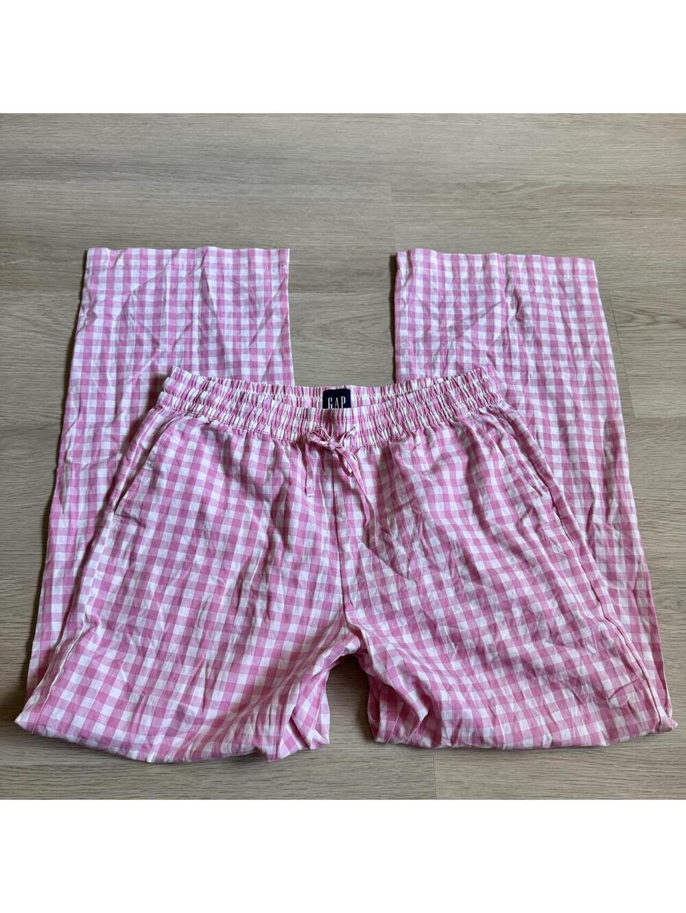 ੈ✩‧₊˚y2k gap pink and white gingham straight leg pajama pants